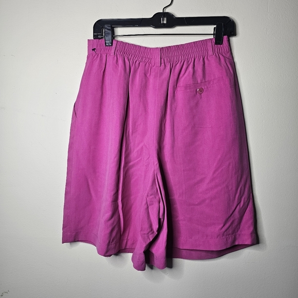 Liz Claiborne Collection Tropical Punch Pink High Waisted Silk Shorts Size 12 - Picture 4 of 6